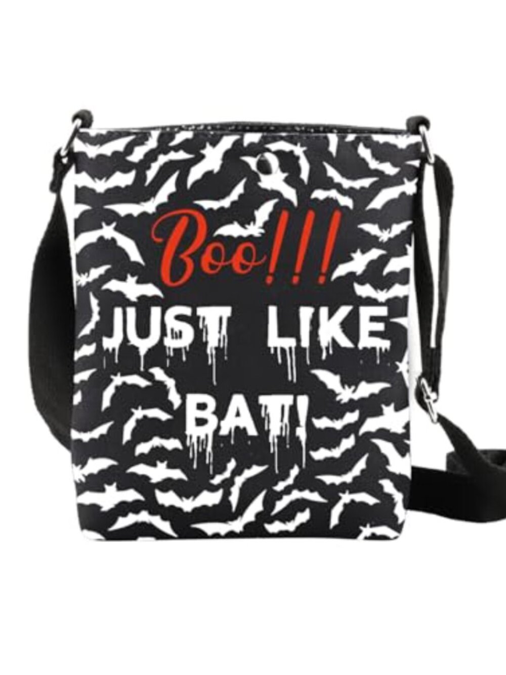Bat Crossbody Bag Cotton Linen Canvas Adjustable Strap for Halloween